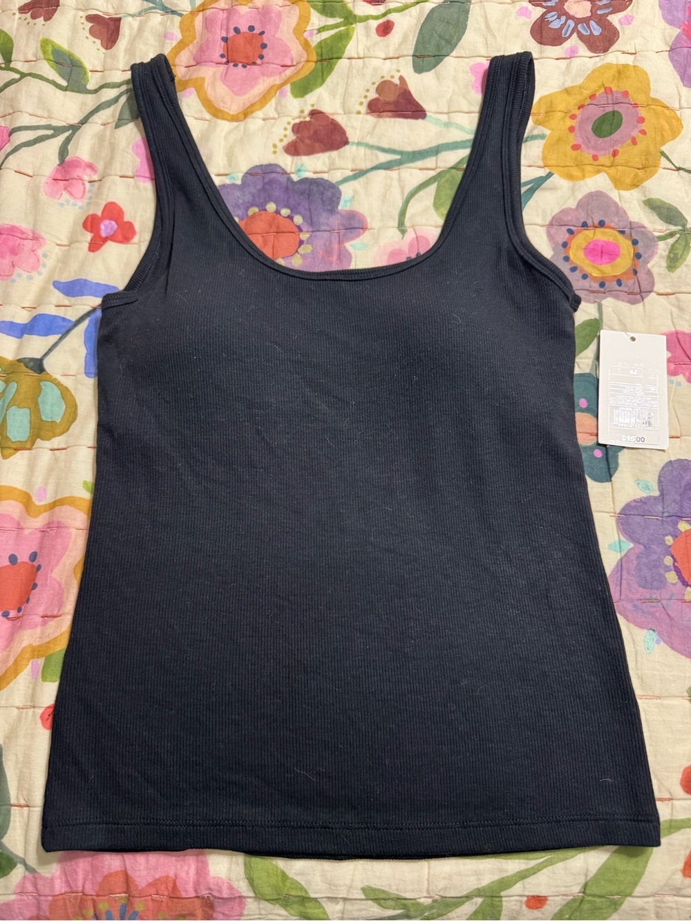 a new day womens Black Ribbed Tank Top